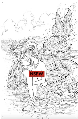 Mermaid & Pirate 1 K B&W NSFW by Terry Moore