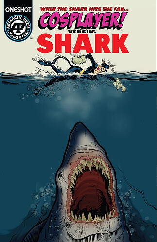 cosplayer versus shark