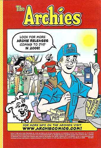 The Archie Show DVD Mini Comic Back